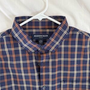 Mizzen+Main Men's Checkered Shirt in Navy and Orange